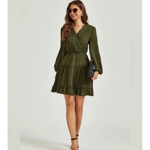 New Womens Boho Mini Dress Size X- Large Ruffles Dainty Long Sleeve Modest